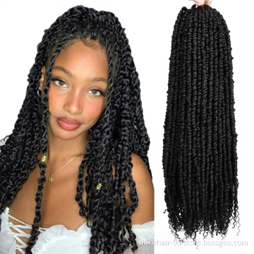 High Quality  Long 24Inch Black Pre-Twisted Spring Bomb Braids Bulk Passion Twist Crochet Braiding Synthetic Hair Extensions